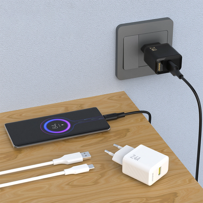 Chargeur secteur avec câble USB-C Dudao A23TEU, 12W, 2.4A, 1 x USB-A, Blanc