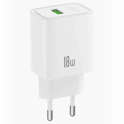 Chargeur secteur avec câble USB-C XO Design CE50, 18 W, 3 A, 1 port USB-A, blanc