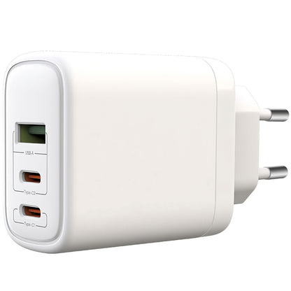 Chargeur réseau avec câble USB-C BLUE Power BPCE04, 65W, 3.25A, 1 x USB-A - 2 x USB-C, blanc