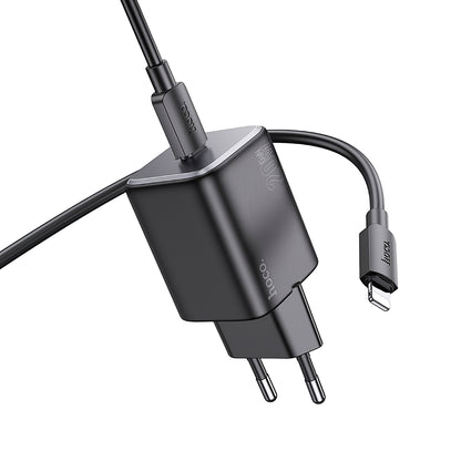 Chargeur réseau avec câble Lightning HOCO N40, 20W, 3A, 1 x USB-C, noir 