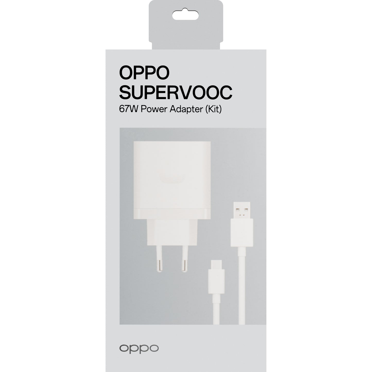 Chargeur réseau Oppo avec câble USB-C Oppo, 67W, 6.1A, 1 x USB-A, blanc VCB7CAEH