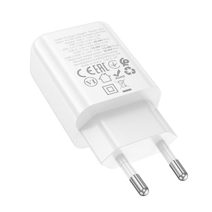 Chargeur Réseau HOCO N63, 30W, 3A, 1 x USB-A - 1 x USB-C, Blanc