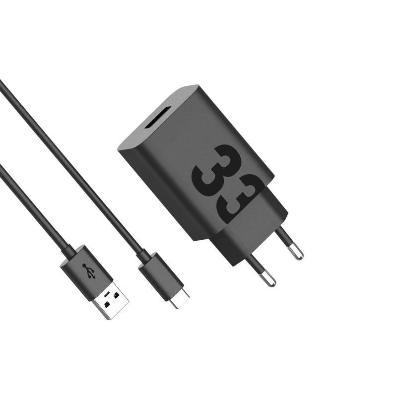 Chargeur réseau avec câble USB-C Motorola, 33W, 3A, 1 x USB-A, Noir PG38C06448