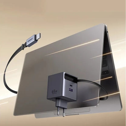 Chargeur réseau avec câble USB-C UGREEN X615, 65W, 3A, 1 x USB-A - 1 x USB-C, Gris