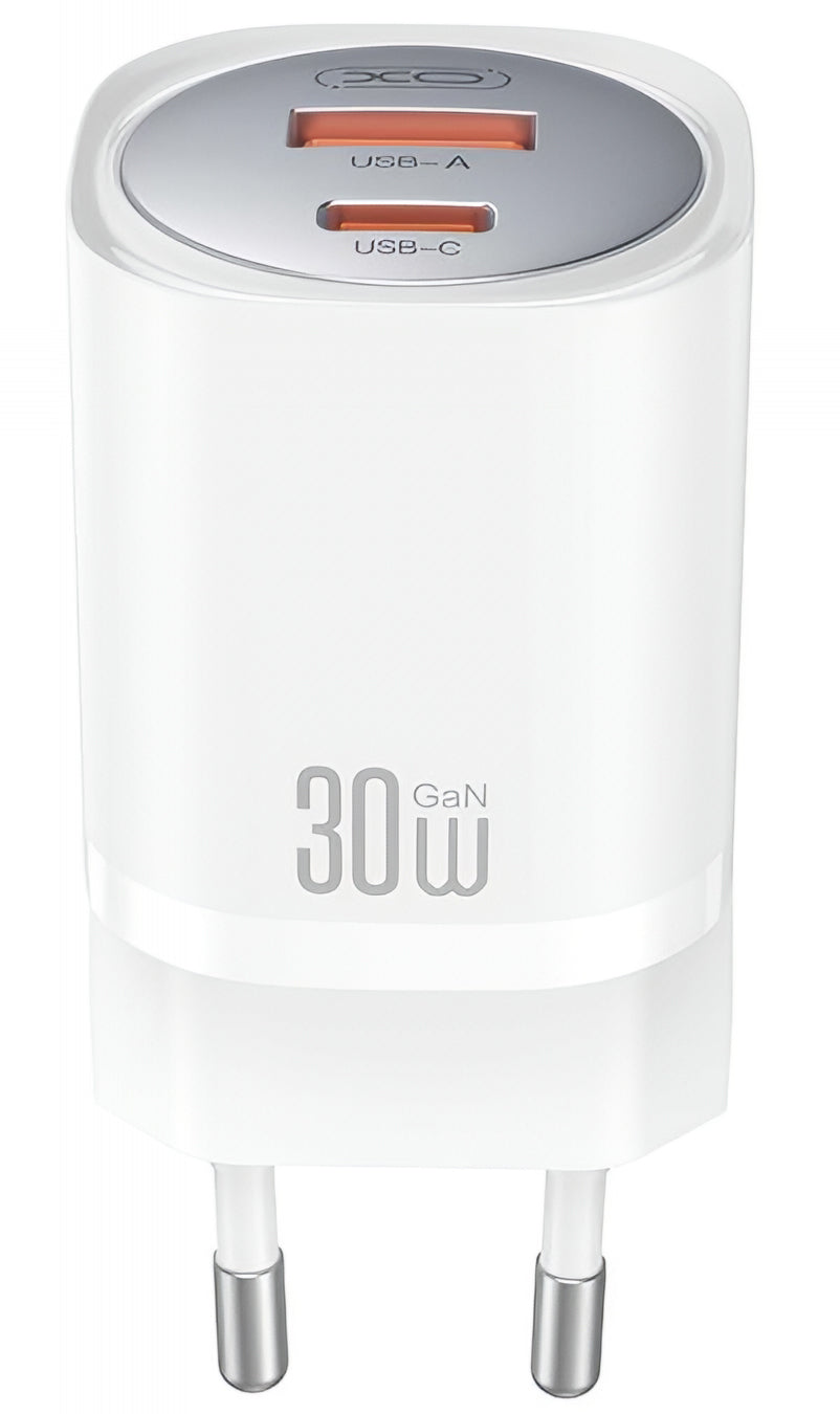 Chargeur réseau avec câble Lightning XO Design CE21, 30W, 3A, 1 x USB-A - 1 x USB-C, Blanc