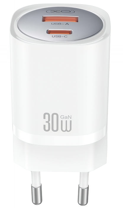 Chargeur réseau avec câble Lightning XO Design CE21, 30W, 3A, 1 x USB-A - 1 x USB-C, Blanc