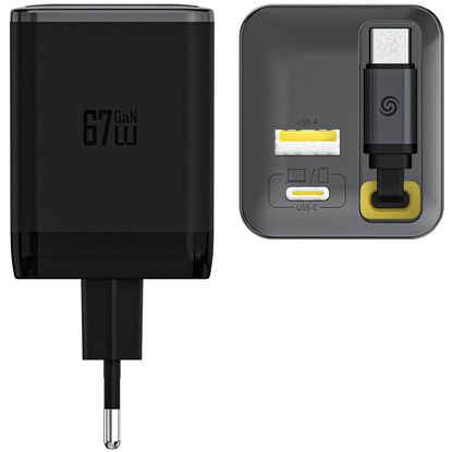 Chargeur réseau avec câble USB-C Dudao A67EU, 67W, 3.35A, 1 x USB-A - 1 x USB-C, Noir