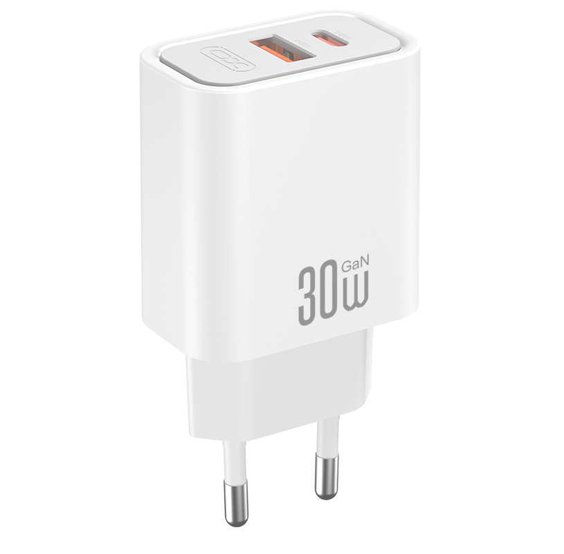 Chargeur secteur avec câble USB-C XO Design CE42, 30W, 3A, 1 x USB-A - 1 x USB-C, Blanc