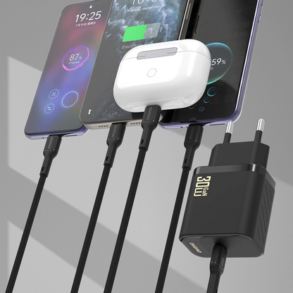 Chargeur secteur avec câble USB-C Dudao A27PCEU, 30W, 3A, 1 x USB-C, Noir