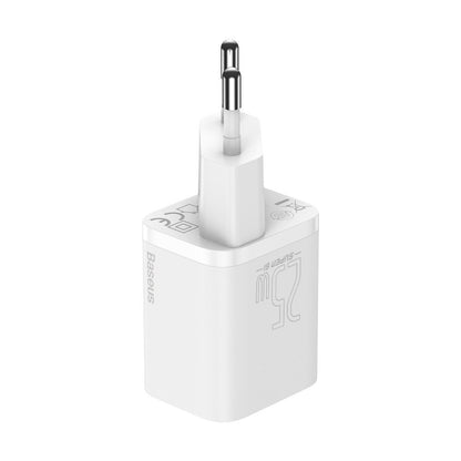 Baseus Super Si Chargeur réseau USB-C avec câble USB-C, 25W, 3A, 1 x USB-C, blanc TZCCCSUP-L02 