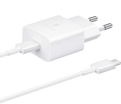 Chargeur réseau USB-C Samsung avec câble USB-C, 15W, 2A, 1 x USB-C, blanc EP-T1510XWEGEU