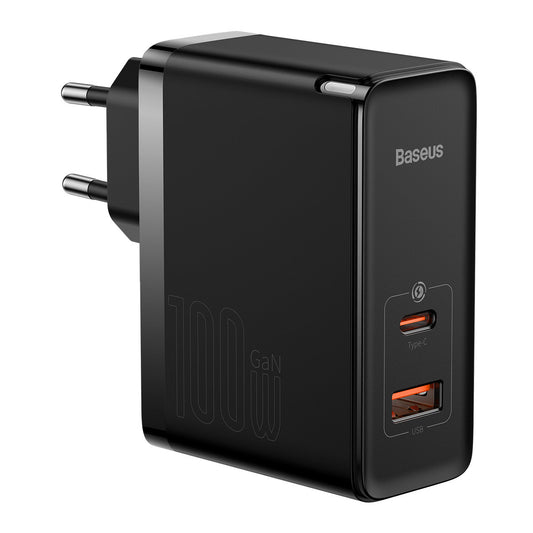 Chargeur Réseau avec Câble USB-C Baseus GaN5 Pro, 100W, 3A, 1 x USB-A - 1 x USB-C, Noir CCGP090201