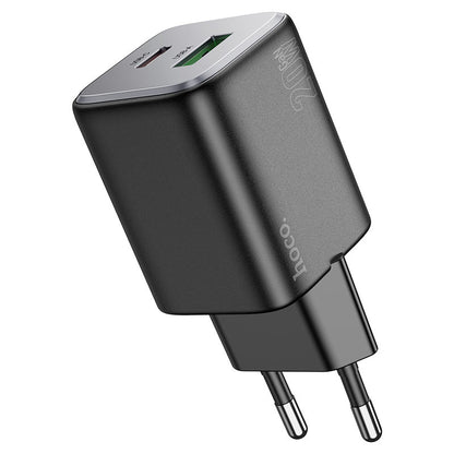 Chargeur réseau avec câble Lightning HOCO N41, 20W, 3A, 1 x USB-A - 1 x USB-C, Noir