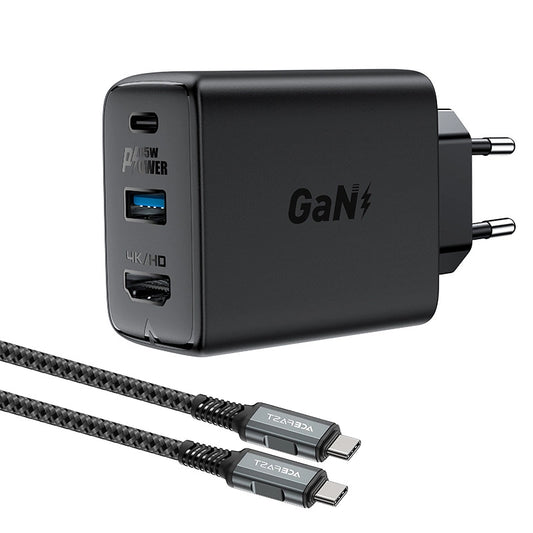 Câble réseau Chargeur Acefast A17 TV Hub, 65W, 3A, 1 x HDMI - 1 x USB-A - 1 x USB-C, Noir 