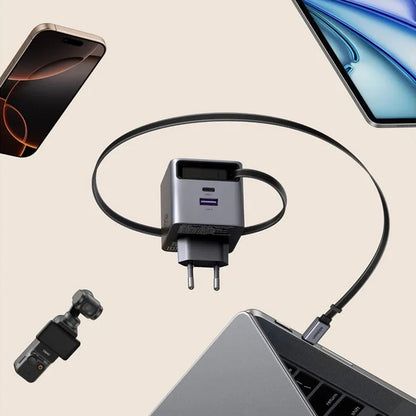 Chargeur réseau avec câble USB-C UGREEN X615, 65W, 3A, 1 x USB-A - 1 x USB-C, Gris