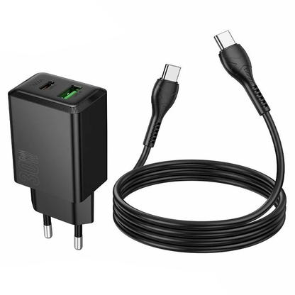 Chargeur réseau avec câble USB-C HOCO N71, 30W, 3A, 1 x USB-A - 1 x USB-C, Noir