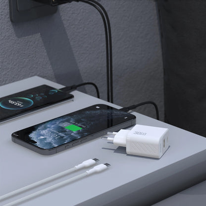 Chargeur réseau avec câble USB-C Dudao A27TCEU, 30W, 1 x USB-A - 1 x USB-C, Blanc
