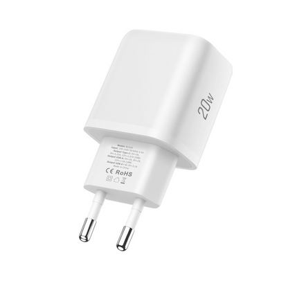 Chargeur secteur avec câble Lightning Tech-Protect NCA20, 20W, 3A, 1 x USB-A - 1 x USB-C, Blanc