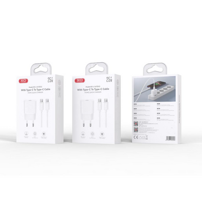 Chargeur réseau avec câble USB-C XO Design L167, 25W, 3A, 1 x USB-C, Blanc