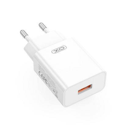Chargeur secteur avec câble microUSB XO Design L127, 18W, 3A, 1 x USB-A, Blanc