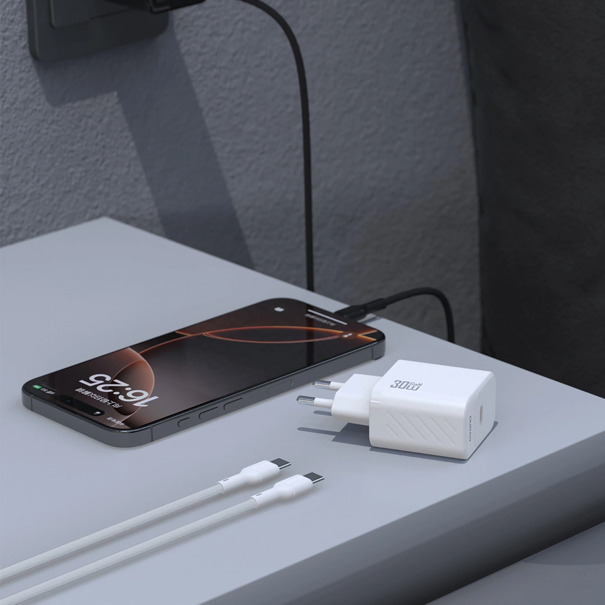Chargeur secteur avec câble USB-C Dudao A27PCEU, 30W, 3A, 1 x USB-C, Noir