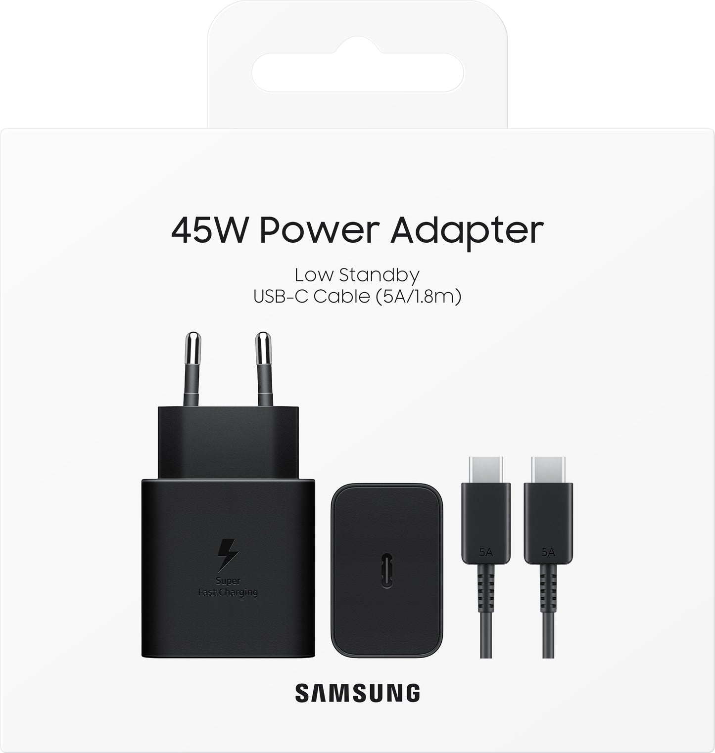 Chargeur réseau Samsung avec câble USB-C, 45W, 4,05A, 1 x USB-C, noir EP-T4511XBEGEU 