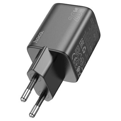 Chargeur réseau avec câble Lightning HOCO N41, 20W, 3A, 1 x USB-A - 1 x USB-C, Noir