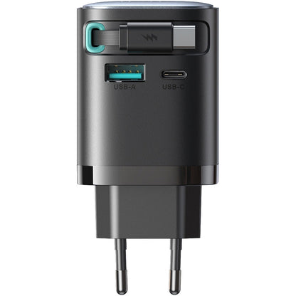 Joyroom JR-TCL02 Chargeur réseau avec câble USB-C JR-TCL02, 65W, 3A, 1 x USB-A - 1 x USB-C, Noir 