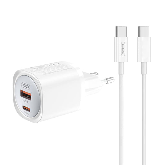 Chargeur réseau avec câble USB-C XO Design CE21, 30W, 3A, 1 x USB-A - 1 x USB-C, Blanc
