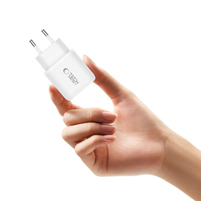 Chargeur secteur avec câble Lightning Tech-Protect NCA20, 20W, 3A, 1 x USB-A - 1 x USB-C, Blanc