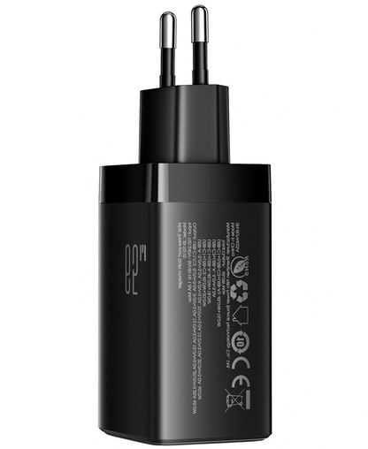 Chargeur secteur avec câble USB-C Joyroom JR-TG10, 65W, 3,25A, 1 x USB-A - 2 x USB-C, Noir