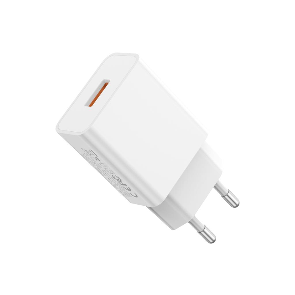 Chargeur secteur avec câble microUSB XO Design L127, 18W, 3A, 1 x USB-A, Blanc
