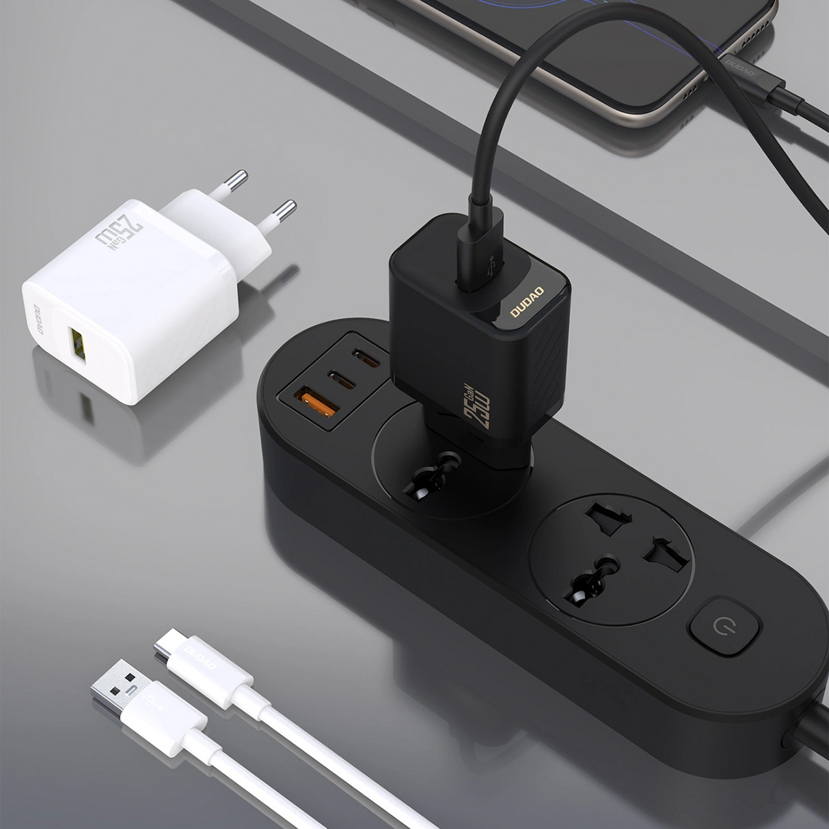 Chargeur secteur avec câble USB-C Dudao A27STEU, 25W, 3A, 1 x USB-A, Noir