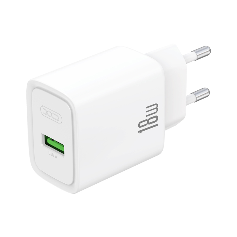 Chargeur secteur avec câble USB-C XO Design CE50, 18 W, 3 A, 1 port USB-A, blanc