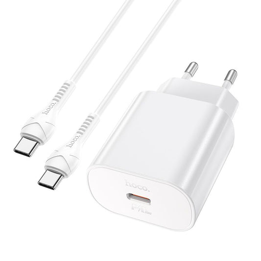 HOCO Chargeur réseau Jetta N22 avec câble USB-C, 25W, 3A, 1 x USB-C, blanc 