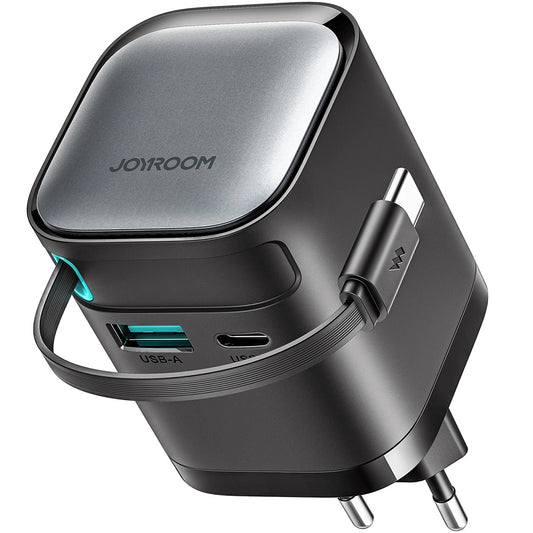 Joyroom JR-TCL02 Chargeur réseau avec câble USB-C JR-TCL02, 65W, 3A, 1 x USB-A - 1 x USB-C, Noir 