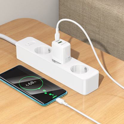 Chargeur réseau avec câble USB-C Borofone BN27 Fuente, 20W, 3A, 1 x USB-A - 1 x USB-C, Blanc