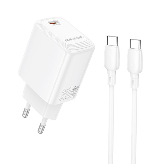 Chargeur réseau avec câble USB-C Borofone BN26 Fuente, 20W, 3A, 1 x USB-C, Blanc