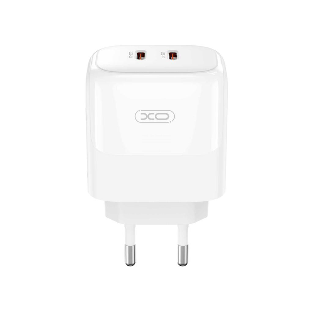 Chargeur réseau avec câble USB-C XO Design L140, 35W, 3A, 2 x USB-C, Blanc