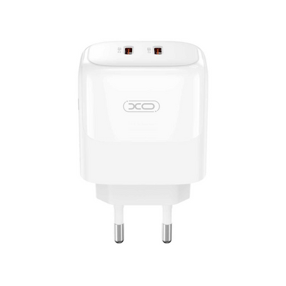 Chargeur réseau avec câble USB-C XO Design L140, 35W, 3A, 2 x USB-C, Blanc