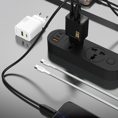 Chargeur réseau avec câble USB-C Dudao A27TCEU, 30W, 1 x USB-A - 1 x USB-C, Blanc