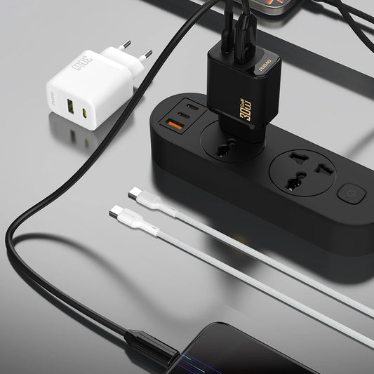 Chargeur réseau avec câble USB-C Dudao A27TCEU, 30W, 1 x USB-A - 1 x USB-C, Blanc