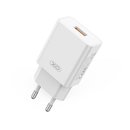 Chargeur secteur avec câble microUSB XO Design L127, 18W, 3A, 1 x USB-A, Blanc