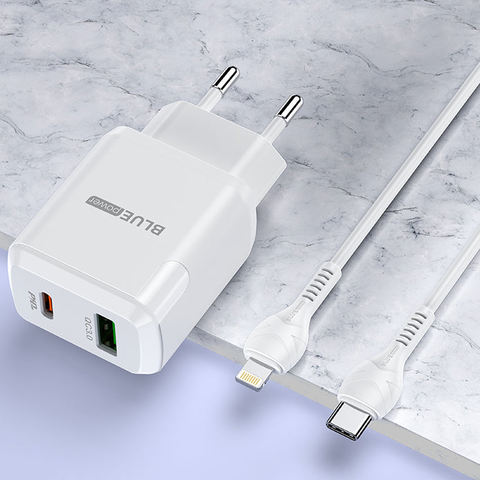 BLUE Power BLN5, 20W, 3A, 1 x USB-A - 1 x USB-C, Blanc