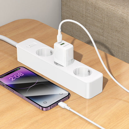 Chargeur réseau avec câble Lightning Borofone BN27 Fuente, 20W, 3A, 1 x USB-A - 1 x USB-C, Blanc