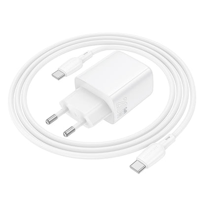 Chargeur réseau avec câble USB-C Borofone BN27 Fuente, 20W, 3A, 1 x USB-A - 1 x USB-C, Blanc