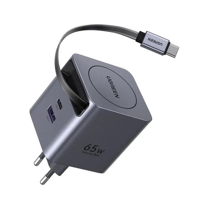 Chargeur réseau avec câble USB-C UGREEN X615, 65W, 3A, 1 x USB-A - 1 x USB-C, Gris
