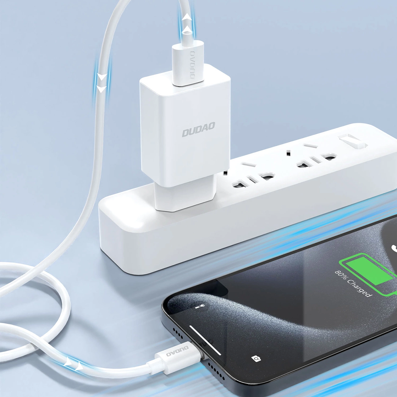 Chargeur réseau avec câble USB-C Dudao A4EU, 10W, 2.1A, 1 x USB-A, Blanc