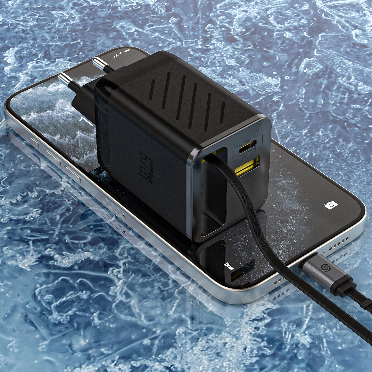 Chargeur réseau avec câble USB-C Dudao A67EU, 67W, 3.35A, 1 x USB-A - 1 x USB-C, Noir