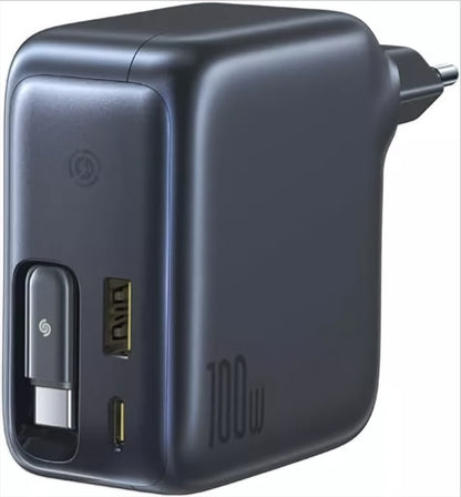Baseus EnerCore CJ11 Network Charger with USB-C Cable, 100W, 1 x USB-A - 2 x USB-C, Black E0120M00